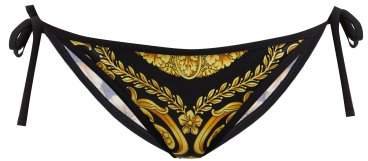 Baroque Print Bikini Briefs - Womens - Black Gold