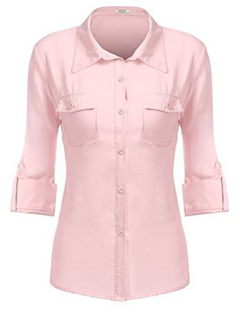 pink shirt button up blouse
