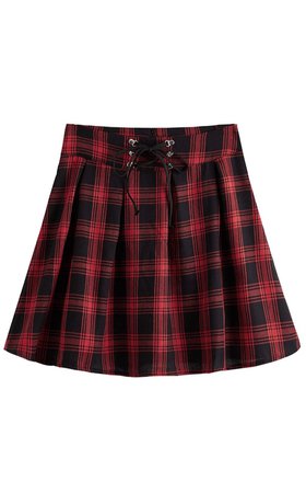 red / black plaid skirt