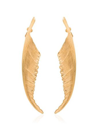 Saint Laurent metallic curved wing earrings
