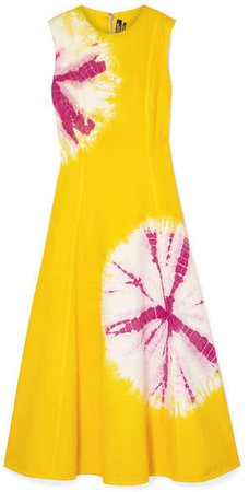 Tie-dyed Denim Midi Dress - Yellow