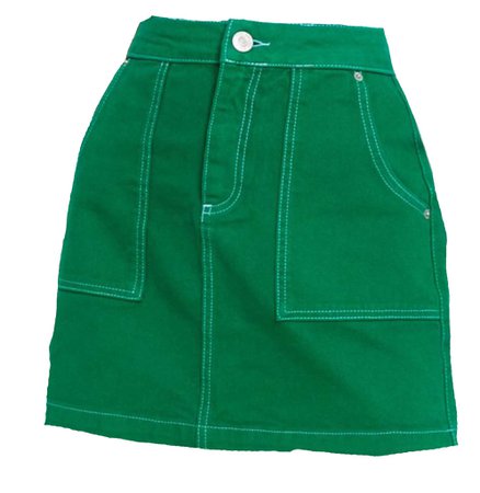 green contrast stitch skirt
