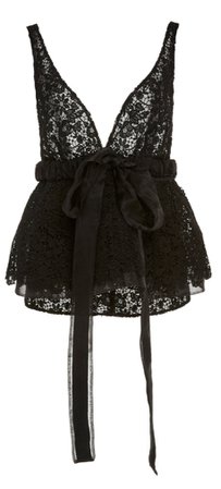 Brock Collection Bow-detailed Peplum Cotton Blend Lace Top