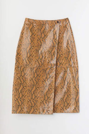 Leather Skirt - Beige
