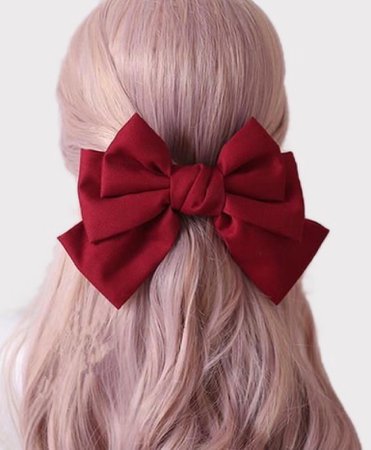 blonde hair red bow