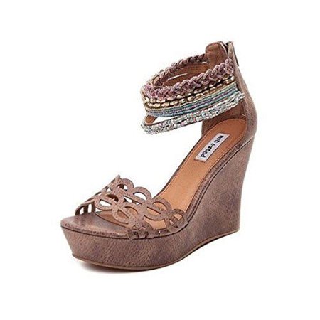 Not Rated Womens Spring Fling Beaded Wedge Sandal (7.5 B(M) US, Taupe) 884886900018 | eBay