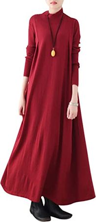 Bigasset Women's Plus Size Long Sleeve Knit Sweater Dress Style 2 Black at Amazon Women’s Clothing store
