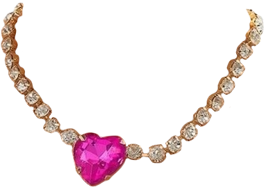 hot pink heart gem rhinestone choker necklace
