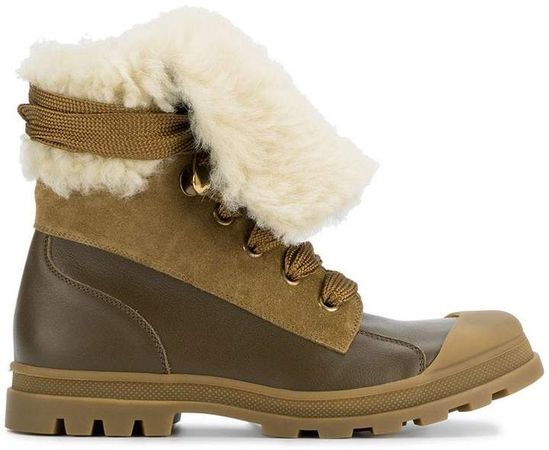 Brown Parker leather shearling boots