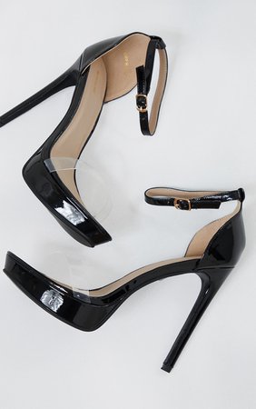 Black Clear Strap Platform Heeled Sandals | PrettyLittleThing USA