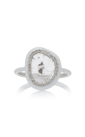Nina Runsdorf Phoenix Slice Diamond White Enamel Ring Size: 6.5