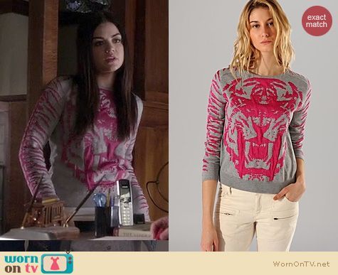 WornOnTV: Aria’s grey and pink tiger sweatshirt on Pretty Little Liars | Lucy Hale | Clothes and Wardrobe from TV