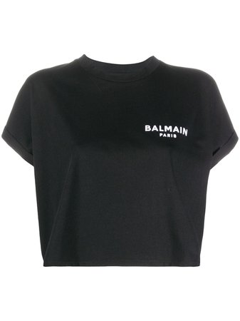 Balmain logo-embroidered Cropped T-shirt - Farfetch