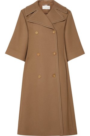 Chloé | Doppelreihiger Oversized-Mantel aus Twill aus einer Woll-Seidenmischung | NET-A-PORTER.COM