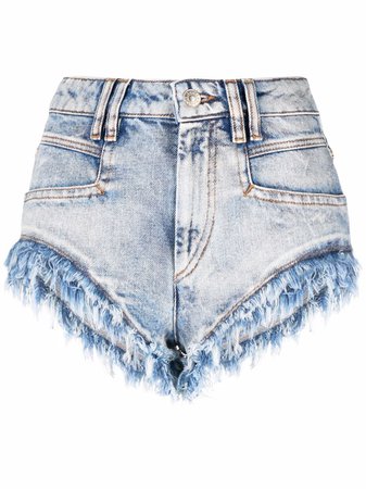 Shop Isabel Marant Étoile distressed-effect denim shorts with Express Delivery - FARFETCH