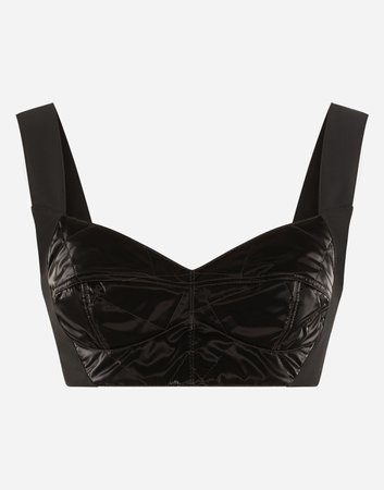 Women's Shirts and Tops in Black | Coated quilted fabric top | Dolce&Gabbana