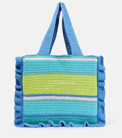 Crochet Tote Bag in Multicoloured - Ganni | Mytheresa