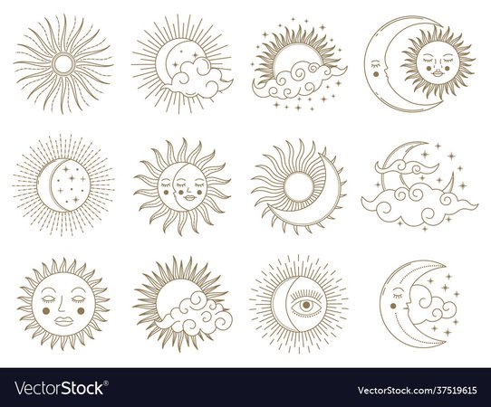 Magical moon and sun golden boho astrology Vector Image
