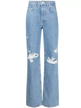 ANINE BING Ripped straight-leg Jeans - Farfetch