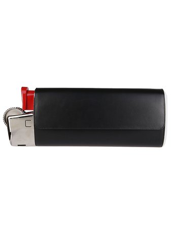 Moschino Black Leather Lighter Clutch Bag