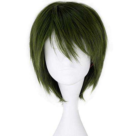 Amazon.com: Miss U Hair Men's Synthetic Short Straight Dark Green Anime Cosplay Full Wig C151: Clothing