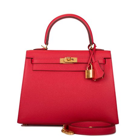 Hermes Rouge Casaque Epsom Sellier Kelly 25cm Gold Hardware – Madison Avenue Couture