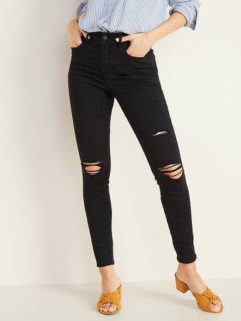 High-Waisted Distressed Rockstar Super Skinny Jeans For Women | Old Navy