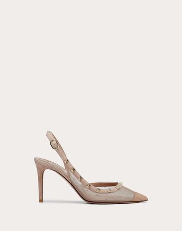 Rockstud Lace Slingback Pump 85 mm for Woman | Valentino Online Boutique