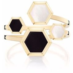 Birks Bee Chic Two-Row Mother-of-Pearl and Black Onyx Ring
