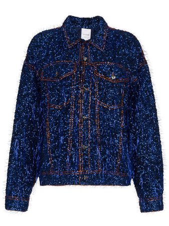 Ashish tinsel embellished denim jacket £1,385 - Buy Online - Mobile Friendly, Fast Delivery