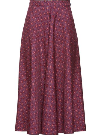 Shop Prada geometric twill midi skirt with Express Delivery - FARFETCH
