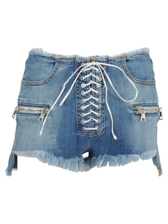 Unravel Lace-up Denim Shorts