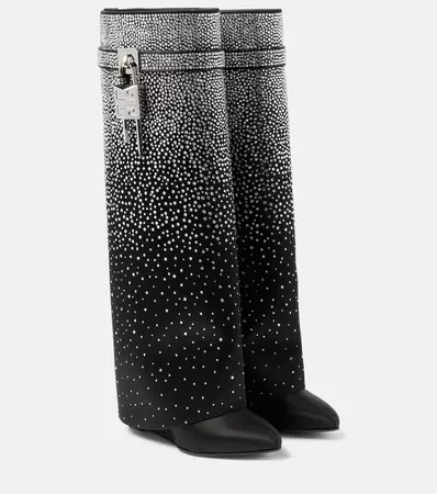 Shark Lock embellished knee-high boots in black - Givenchy | Mytheresa
