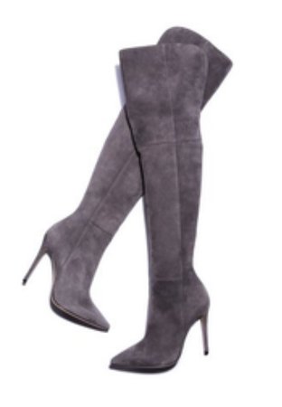 knee high stiletto heeled gray boots