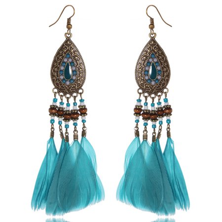 Light Blue Feather Hanging Earrings