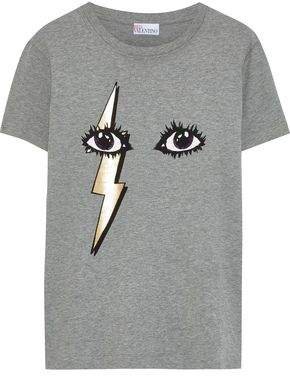 Metallic Printed Cotton-jersey T-shirt