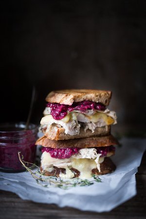Turkey Grilled Cheese Sandwich w/ Cranberry Mustard | Feasting at Home