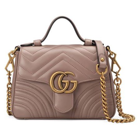 GG Marmont mini top handle bag in Dusty pink matelassé chevron leather | Gucci Women's Crossbody Bags