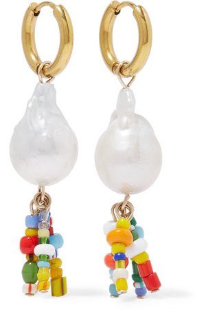 Eliou | Lucca gold-plated, pearl and bead earrings | NET-A-PORTER.COM