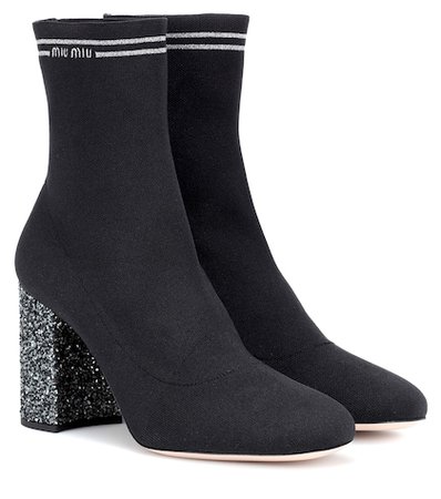 Stretch-knit ankle boots