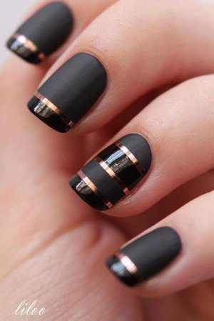Black & Copper Brown Nails