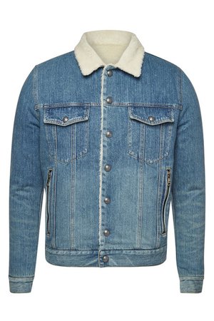Balmain - Denim Jacket with Wool Shearling Collar - Sale!