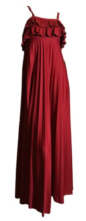 Red Wine Pleated Empire Waist Disco Maxi Dress circa 1970s – Dorothea's Closet Vintage