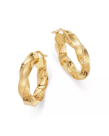 Bloomingdale's 14k Yellow Gold Twisted Small Hoop Earrings - 100% Exclusive