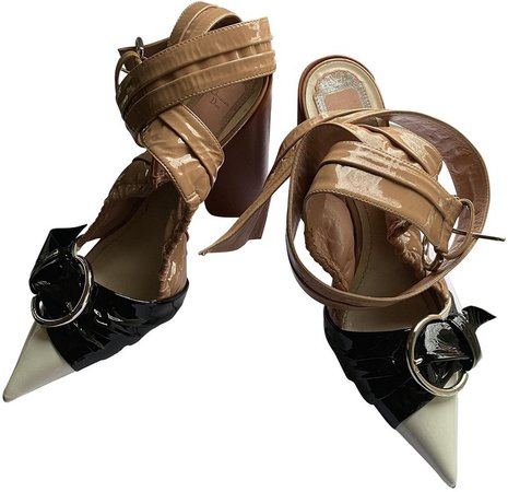 Beige Patent leather Sandals