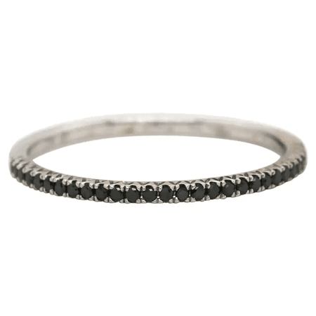 1.3 mm 0.08ctw Black Diamond Thin Wedding Band Ring in 18K White Gold