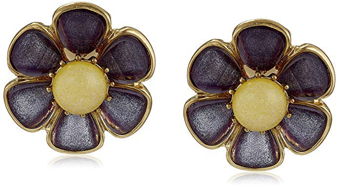 Betsey Johnson "Spring Ahead" Faceted-Stone Flower Button Stud Clip-On Earrings: Clothing