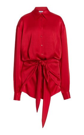 Tie-Front Satin Mini Shirt Dress By The Attico | Moda Operandi