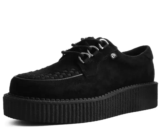 Black Faux Suede Anarchic 3 D-Ring Creepers – T.U.K. Footwear Outlet