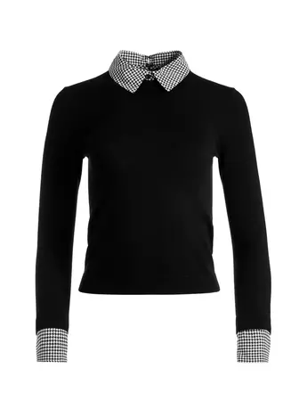 Porla Collared Sweater In Black | Alice And Olivia